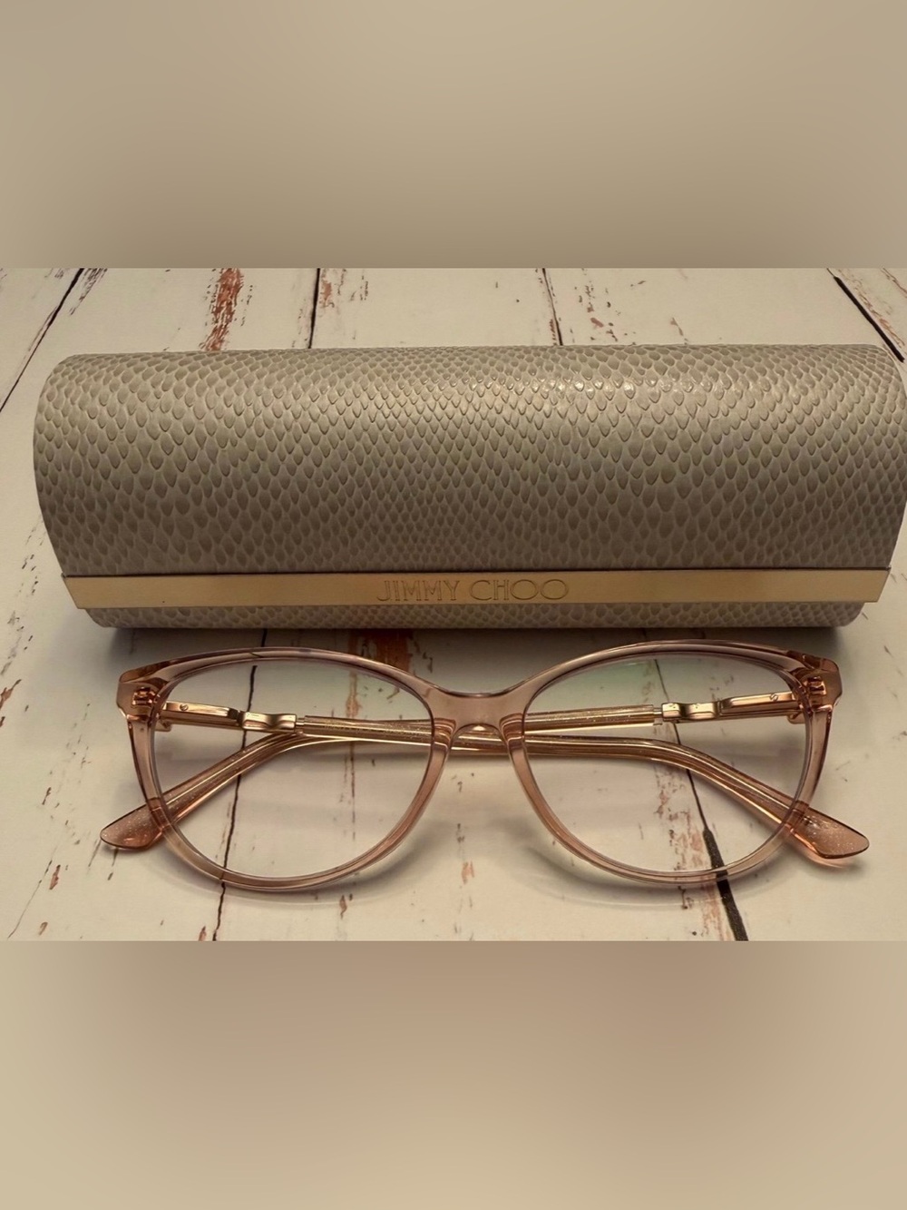 Jimmy Choo Pink/Rose Gold Cat-Eye Glasses